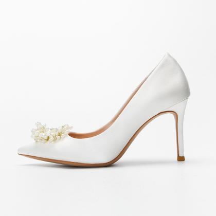White Pearl Stilettos Wedding Shoes
