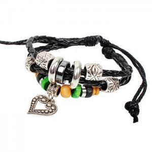 Unisex Fashion Wrap Multilayer Leather Beads Cuff..