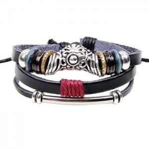 Unisex Fashion Wrap Multilayer Leather Beads Cuff..