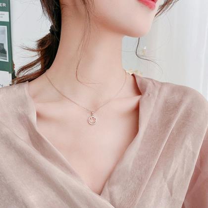 Smiley Face Necklace Letter Clavicle Chain