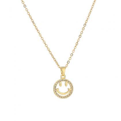 Smiley Face Necklace Letter Clavicle Chain