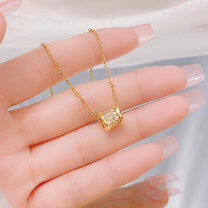 Titanium Steel Clavicle Chain Real Gold Plating..