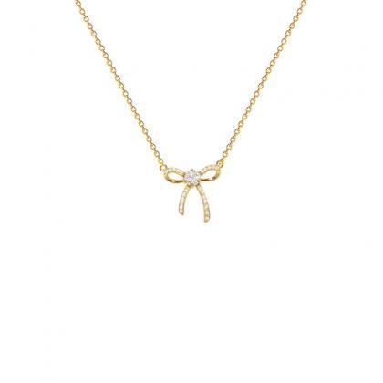 Vintage Pearl Bow Necklace Clavicle Chain