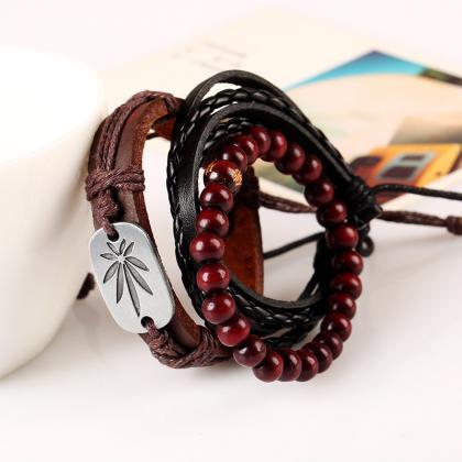 Vintage Woven Cowhide Bracelet Allo..