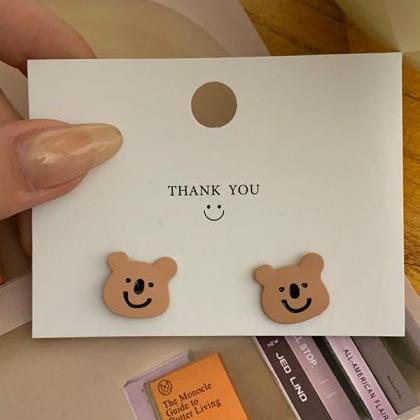 Cute Cartoon Smile Bear Printed Earrings