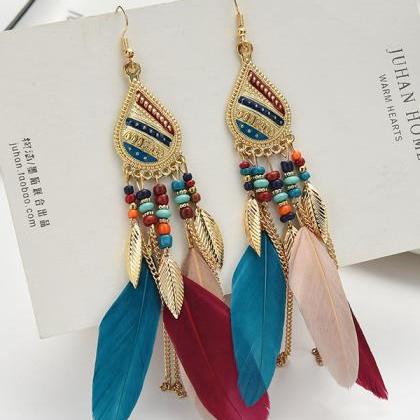National Original Feather Tassels Beads 6 Colors..