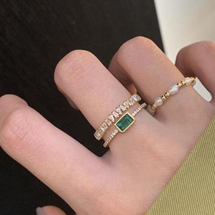 Vintage Green Double Layer Ring