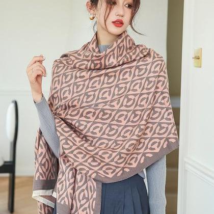 PINK-GRAY Vintage Imitated Cashmere..