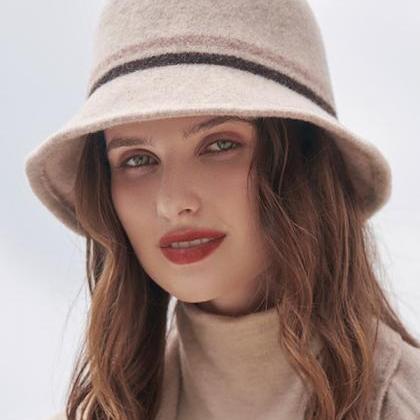 Vintage Contrast Color Striped Wool Hat