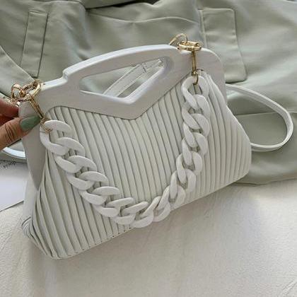 White Fashion Urban Solid Color Pu Bag
