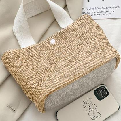 White Simple Casual Vacation Weave Bag