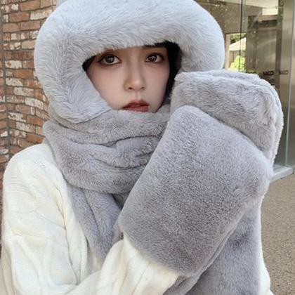 Gray Cute Casual Faux Fur Keep Warm..