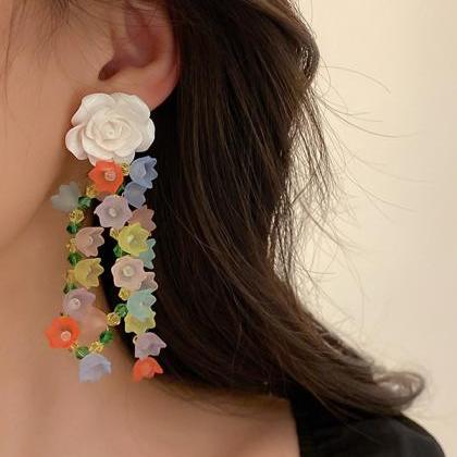 Statement Multi-colored Floral Earrings..
