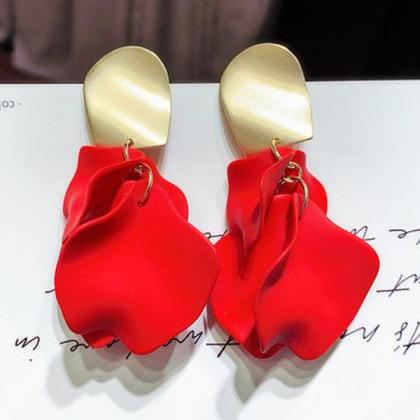 Red Stylish Solid Color Acrylic Earrings..