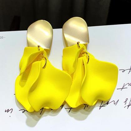 Yellow Stylish Solid Color Acrylic Earrings..