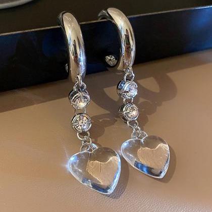 Simple Transparent Heart Shape Earrings..