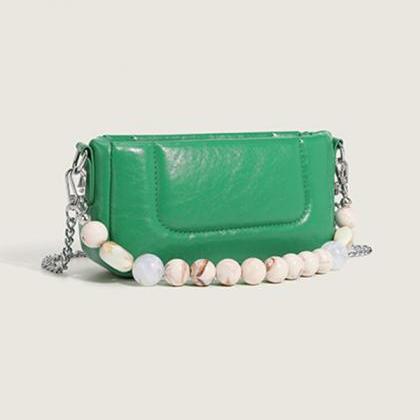 Green Original Stylish Pearl Solid Color Bag