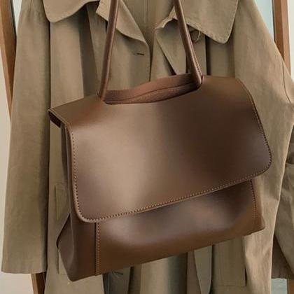 Brown Urban Solid Color Pu Shoulder Bag..