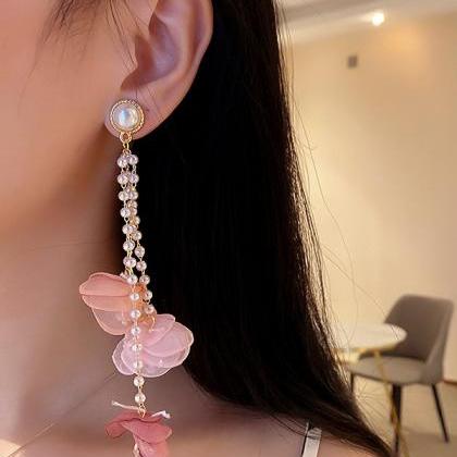 Statement Pink Floral Earrings Accessories