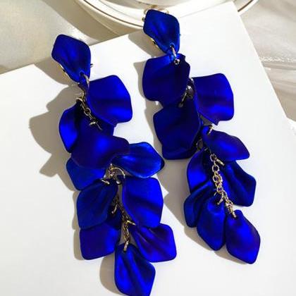 Blue Stylish Tasseled Acrylic Earrings Accessories