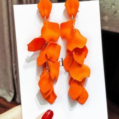 Orange Stylish Tasseled Acrylic Earrings..
