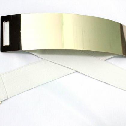 Gold Patent Leather Iron Metal Mirror Belt