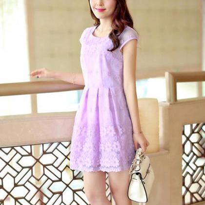 Cap Sleeve Lace Patchwork Mini Dress