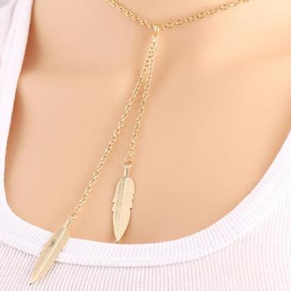 Simple Leaf Pendant Necklace For Women