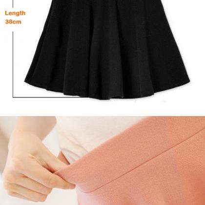 Candy Color Stretch Pleated Mini Skirt