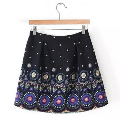 Flower Print Printed Skirt
