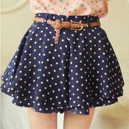 Chiffon Polka Dot Pleated Mini Skirt