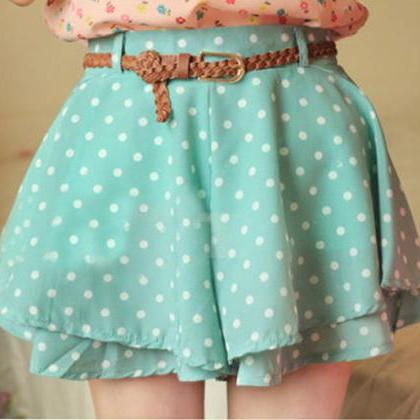 Chiffon Polka Dot Pleated Mini Skirt