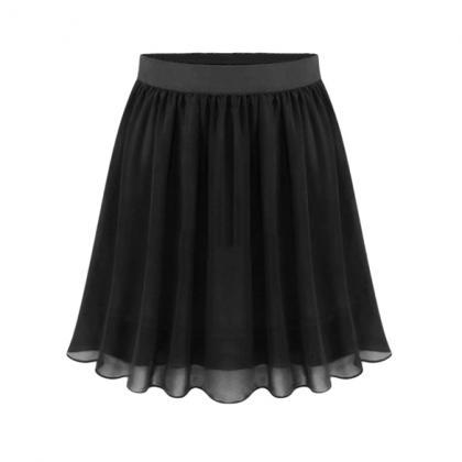 Medium Waist Chiffon Pleated Mini Skirt