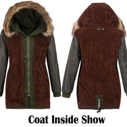 Momens Faux Fur Long Hooded Coat