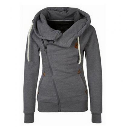 Sport High Neck Lace Up Casual Hoodie