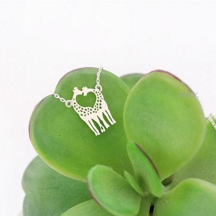 Giraffe Shaped Animal Themed Charm Necklace