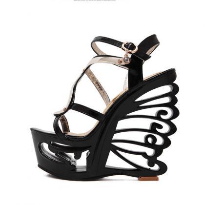 Sexy Hollow Out Platform High Wedge Sandals Club..