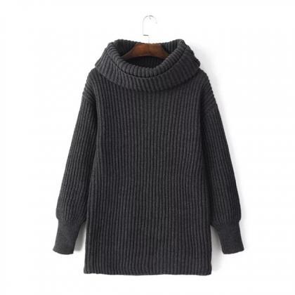 Thick Knitted Turtleneck Long Sleeved Sweater