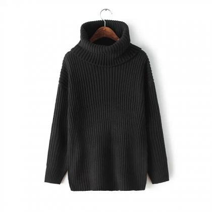 Thick Knitted Turtleneck Long Sleeved Sweater