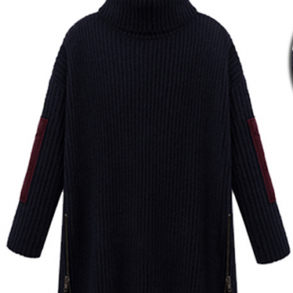 Knitted Turtleneck Long Sleeves Oversized Sweater..