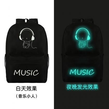 Noctilucent Canvas Chic Backpack Black School Bag