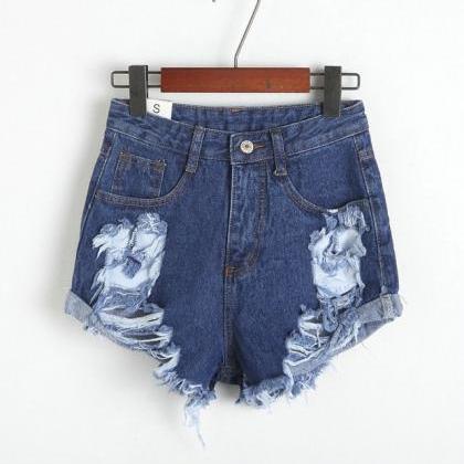 High Waisted Distressed Jean Shorts Featuring..