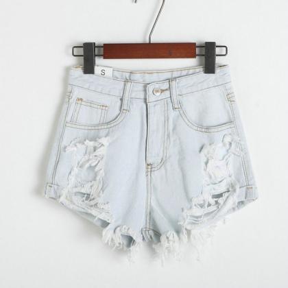 High Waisted Distressed Jean Shorts Featuring..
