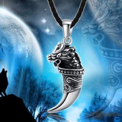 Tooth Of Wolf ，titanium Casting Pendant Necklace