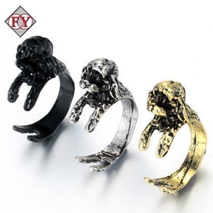Cute Cute Poodle Pug Ring Opening