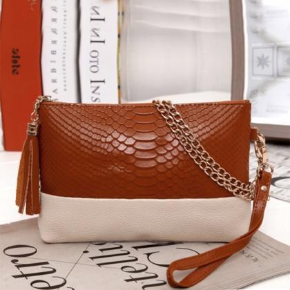 Women Synthetic Leather Tassel Bag Clutch Bags Day..