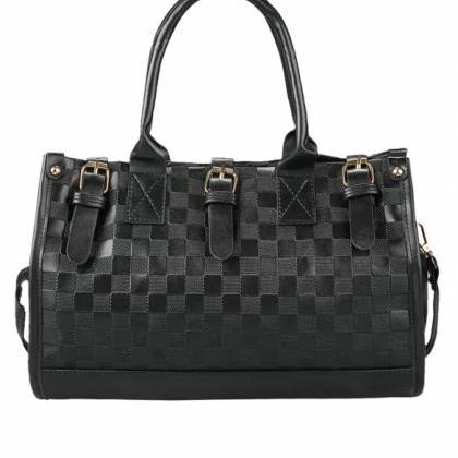 Women's Black PU Leather Handbag To..