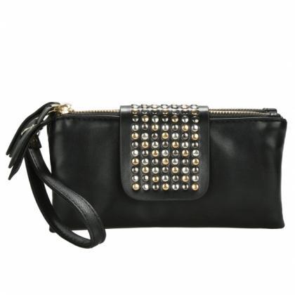 Korean Style Pu Leather Handbag Rivet Lady Clutch..