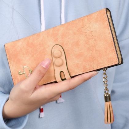 Women Lady Synthetic Leather Card Holder Long..