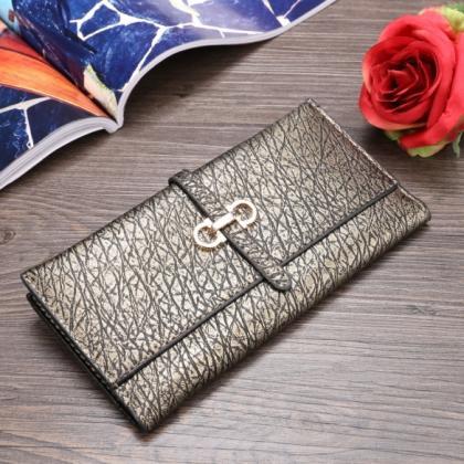 Women Synthetic Leather Print Long Wallet Soft..